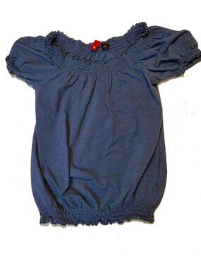 DIVIDED- Dark Blue Peasant Shirt- Girls 6